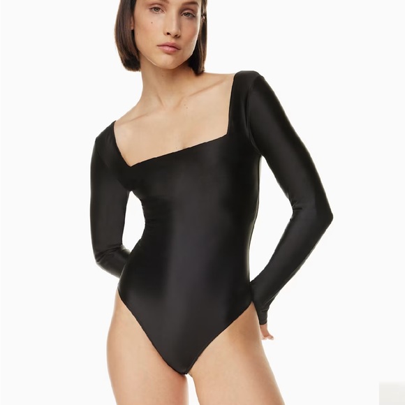 Satinette Squareneck Longsleeve Bodysuit NWT - Picture 2 of 12